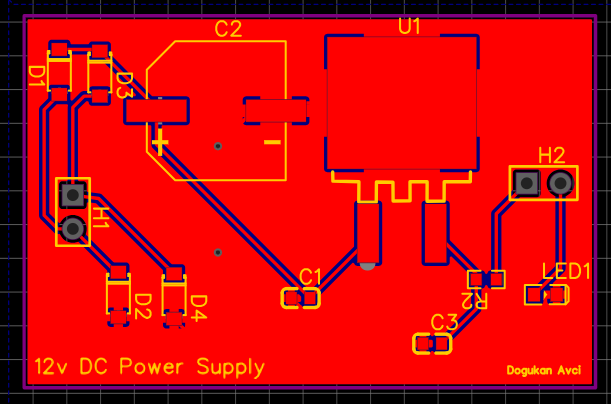 12V DC Power Supply PCB